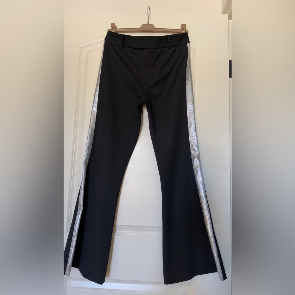 Smythe Black Leggings with Metallic Silver Side Stripes